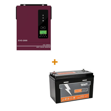 Комплект резервного питания инвертор Anern AN-SCI-EVO-2000, 12 В, 2000 Вт WiFi + аккумулятор PowMR LiFePO4 12.8V 100AH