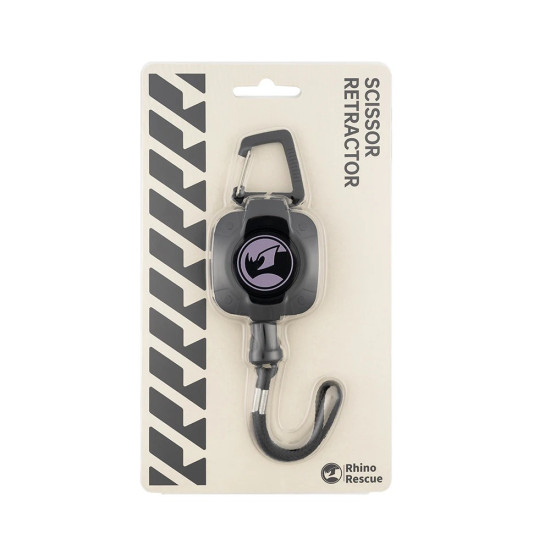 Брелок-ретрактор с карабином и тросом, чёрный (Scissors Retractor Black).